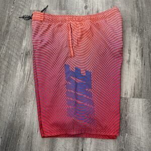 NIKE Boardshorts Mens Medium Striped Shorts Swim Mesh-Lined Gym Drawstring